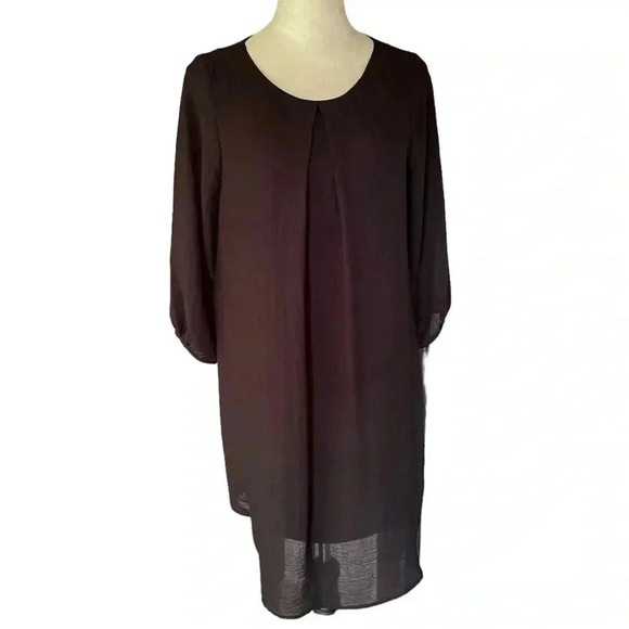 H&M‎ A-Line Flowy Balloon 3/4 Sleeves Mini Black Dress Women Size 8 - Picture 1 of 4